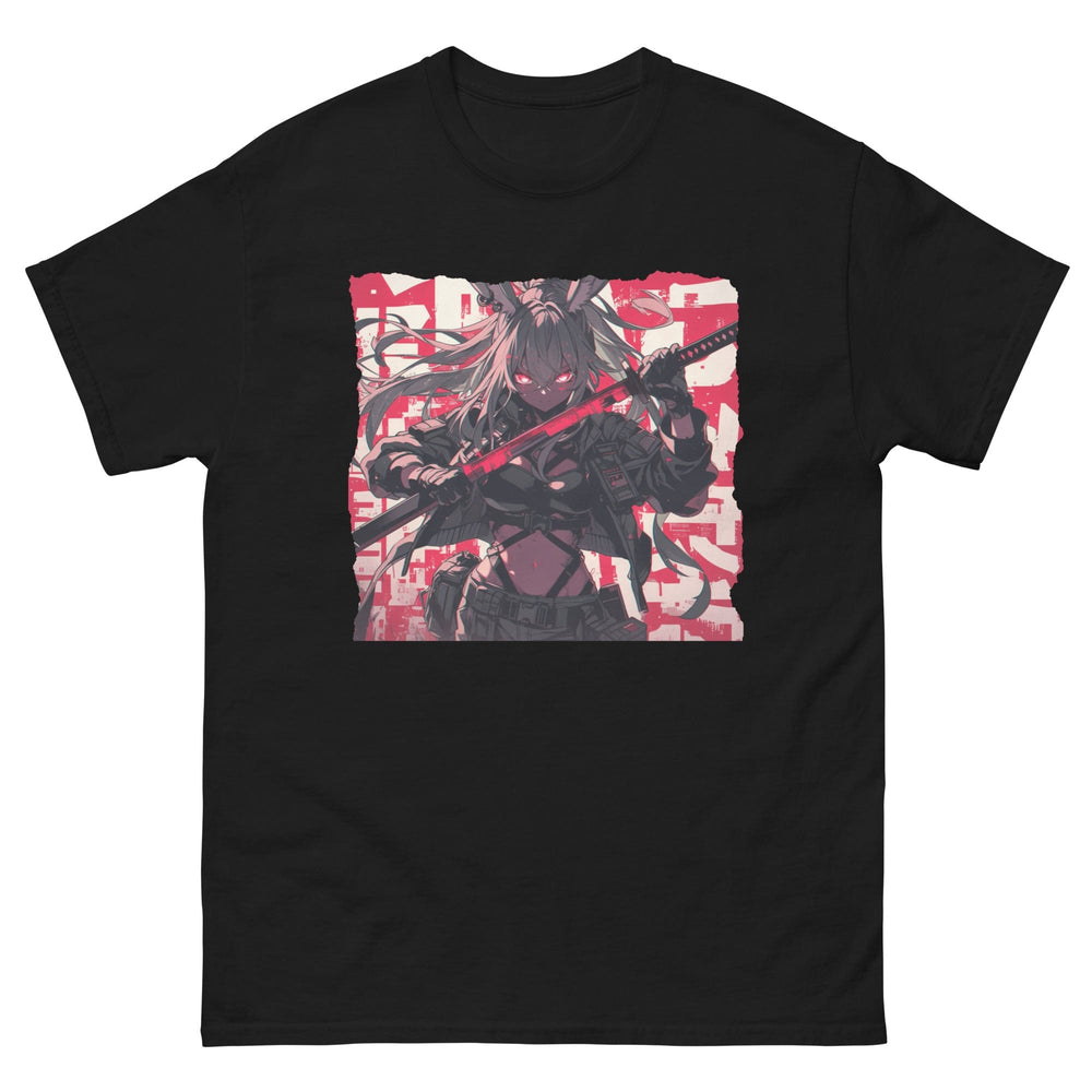 Black / S Anime Bunny Girl Cyberpunk Warrior T-Shirt