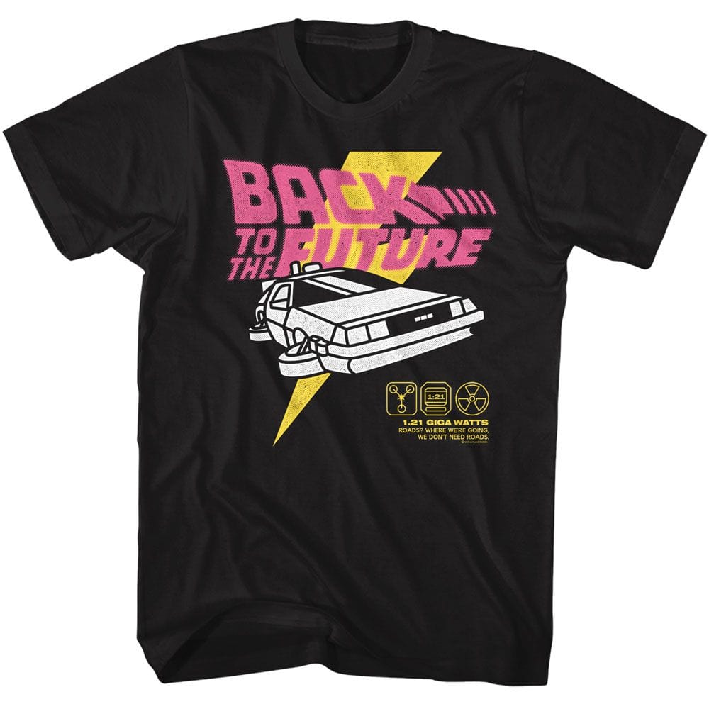 Back to the Future Men's Bright Graphic Black T-Shirt