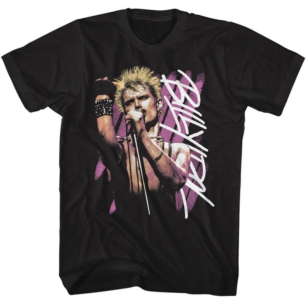 Billy Idol Mens Background Stripes Black T-Shirt