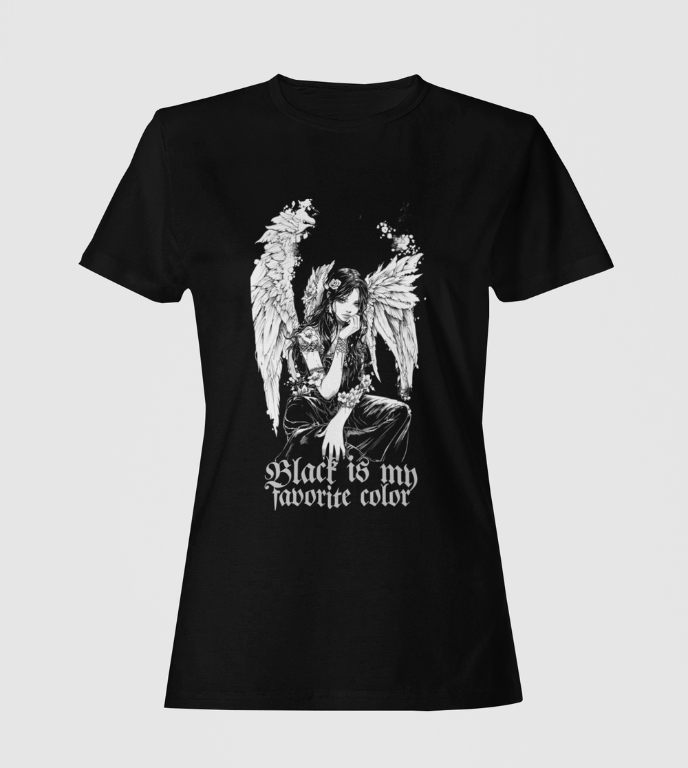 Black is my Favorite Color Gothic Dark Angel Women's Relaxed T-Shirt