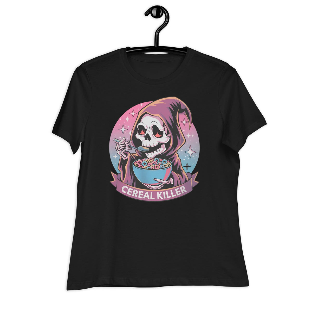 Black / S Cereal Killer Grim Reaper Women's Relaxed T-Shirt 7651055_10187