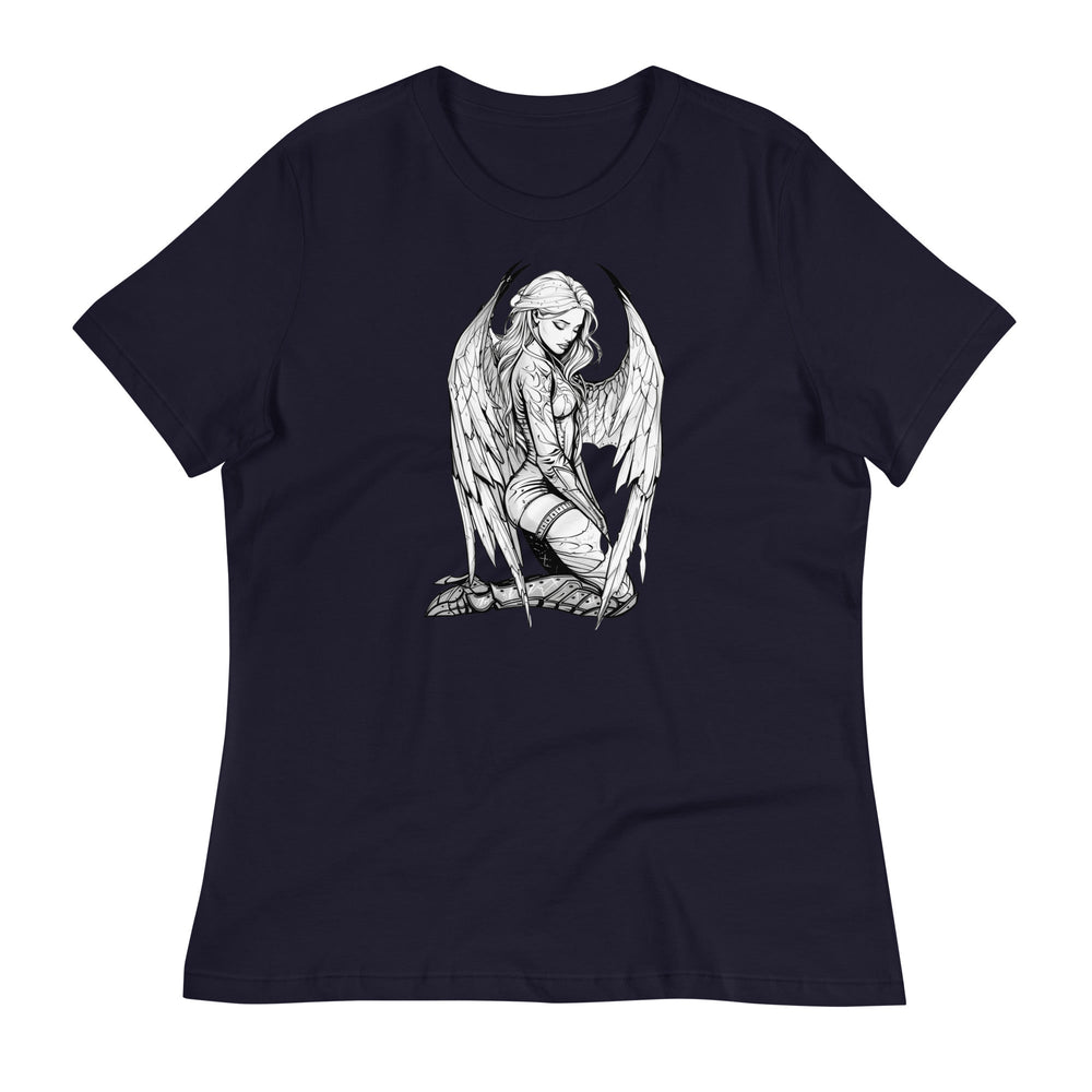 Navy / S Fallen Angel Illustrated Women's Relaxed T-Shirt