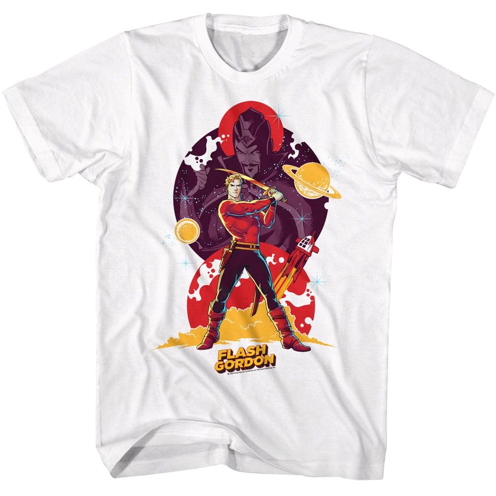 Flash Gordon Flash and Ming Unisex White T-Shirt