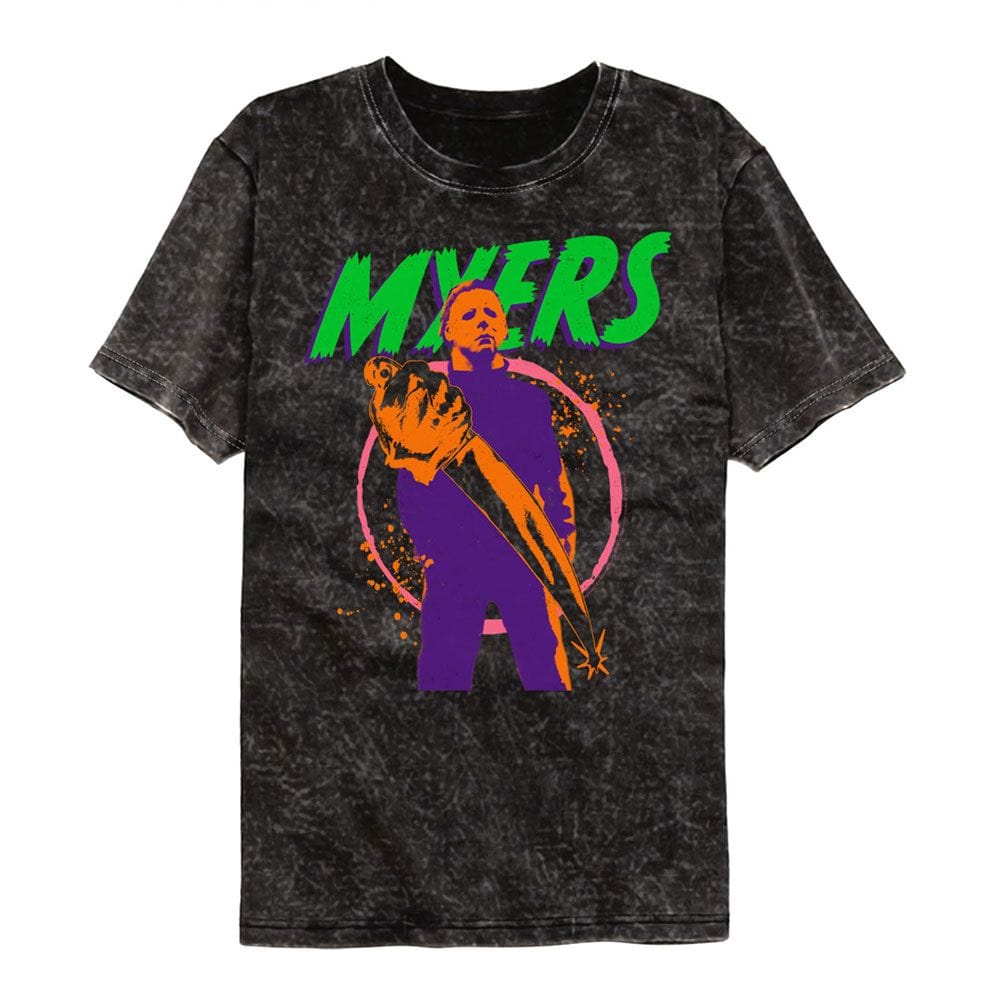 Halloween Colorful Myers Mineral Wash T-Shirt