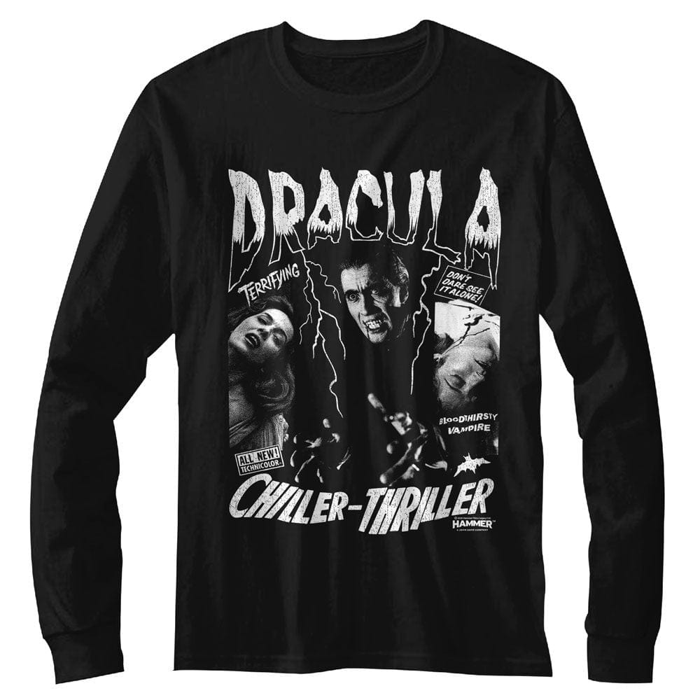 Hammer Horror Men's Dracula Chiller Thriller Black Long Sleeve T-Shirt