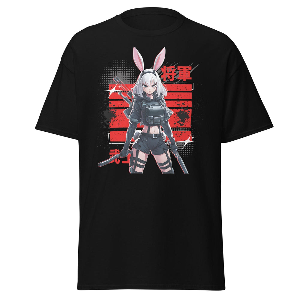 Black / S Harajuku Anime Bunny Girl Cyberpunk Warrior T-Shirt