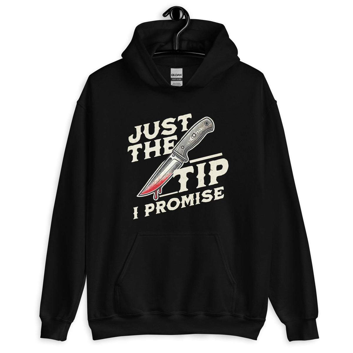 Black / S Just The Tip I Promise Horror Unisex Pullover Hoodie 9662339_5530