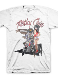 Motley Crue Alister Motorcycle Unisex White T-Shirt