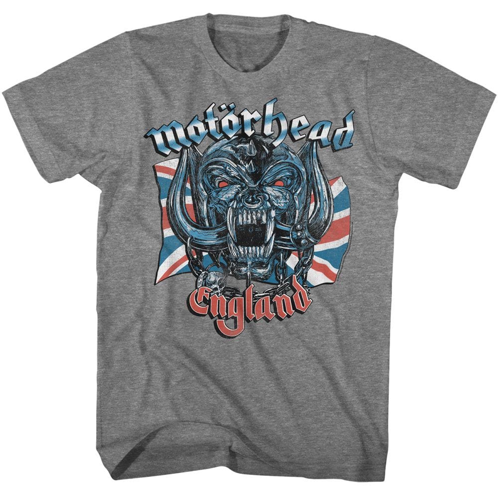 Motorhead England Flag Unisex Gray Heather T-Shirt