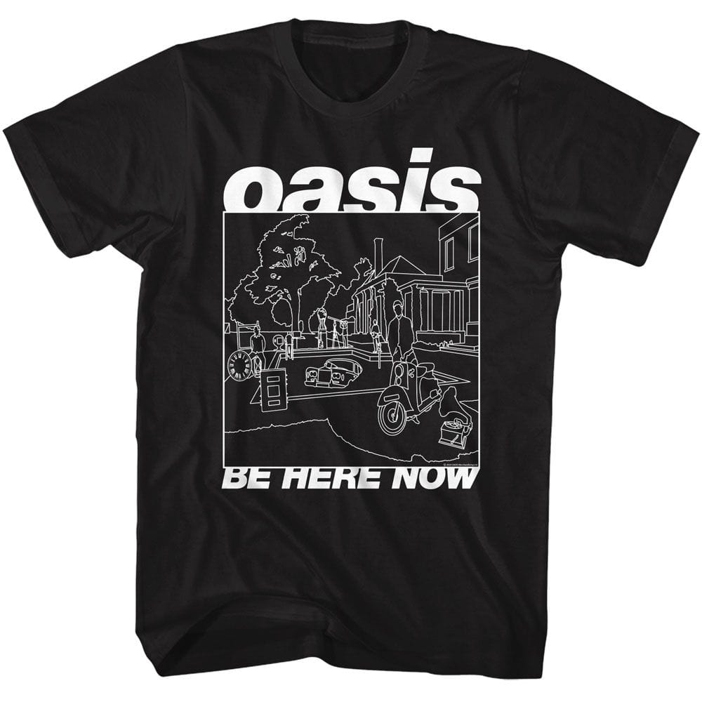 Oasis Be Here Now Line Art Black Unisex T-Shirt