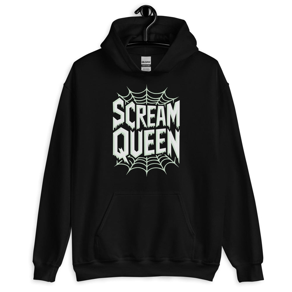 Black / S Scream Queen Green Web Logo Unisex Pullover Hoodie 9810154_5530