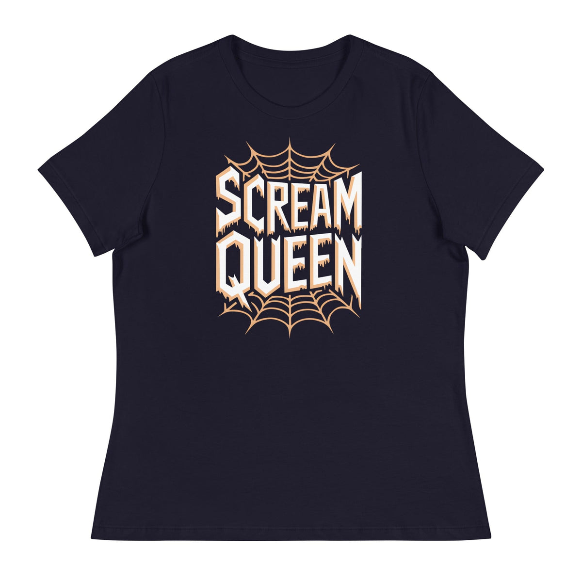 Navy / S Scream Queen Orange Web Logo Women's Relaxed T-Shirt 9066031_10235