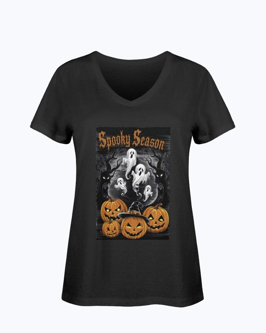 Black / S Spooky Season Halloween Bella Ladies V-Neck FUEL-8D00D41