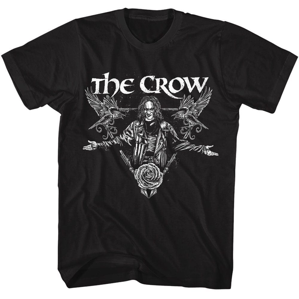 The Crow Crows and Rose Triangle Black Unisex T-Shirt